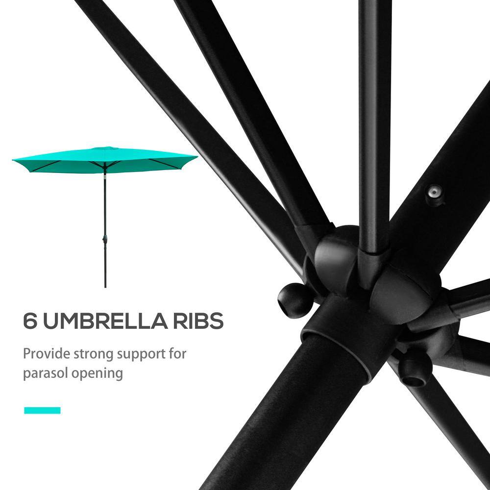 Teal Green Rectangular Market Umbrella with Crank and Tilt