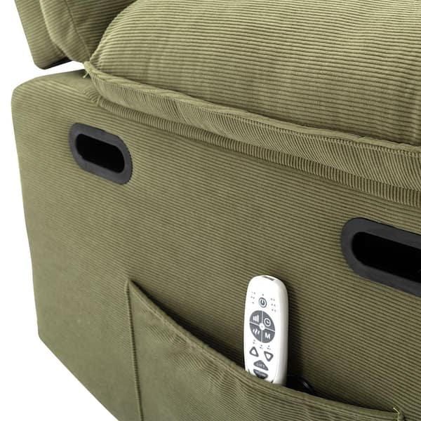 Green Linen Upholstery Massage Recliner Chair with Power Lift Chair, Adjustable Massage and Heating Function