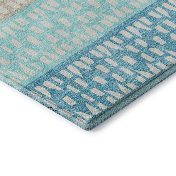 Mayfield Premium Machine Washable Abstract AMF964 Teal 1 ft. 8 in. x 2 ft. 6 in. Area Rug