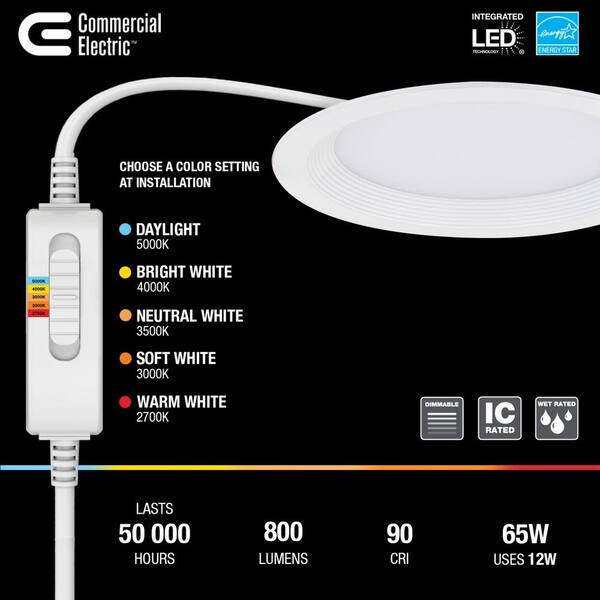 HALO HLBSL6 6 in. Adjustable CCT Canless IC Rated Dimmable Indoor  Integrated LED Recessed Light Kit (4-Pack) HLBSL6099FS35-4PK - The Home  Depot