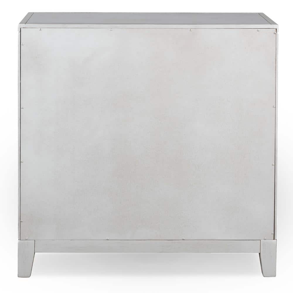 Silver Leaf Mirrored Diamond Filigree Entryway Cabinet