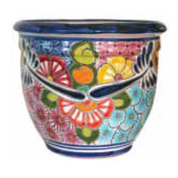 Ravenna Pottery Talavera 10 in. Round Ceramic Pot - A 2