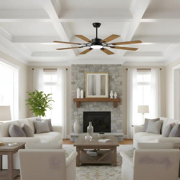 52 in. LED Indoor Black Industrial Style Ceiling Fan with 3 CCT and Remote Control