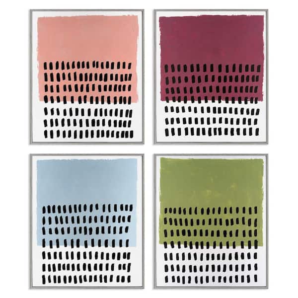 Stupell Industries Dotted Neutral Abstracts by Michael Willett 4-Pieces Gray Framed Abstract Giclee Art Print 14 in. x 11 in.