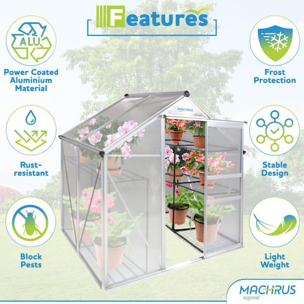 OGROW Machrus Ogrow 4 x 6 ft. WalkIn Greenhouse with Sliding Door