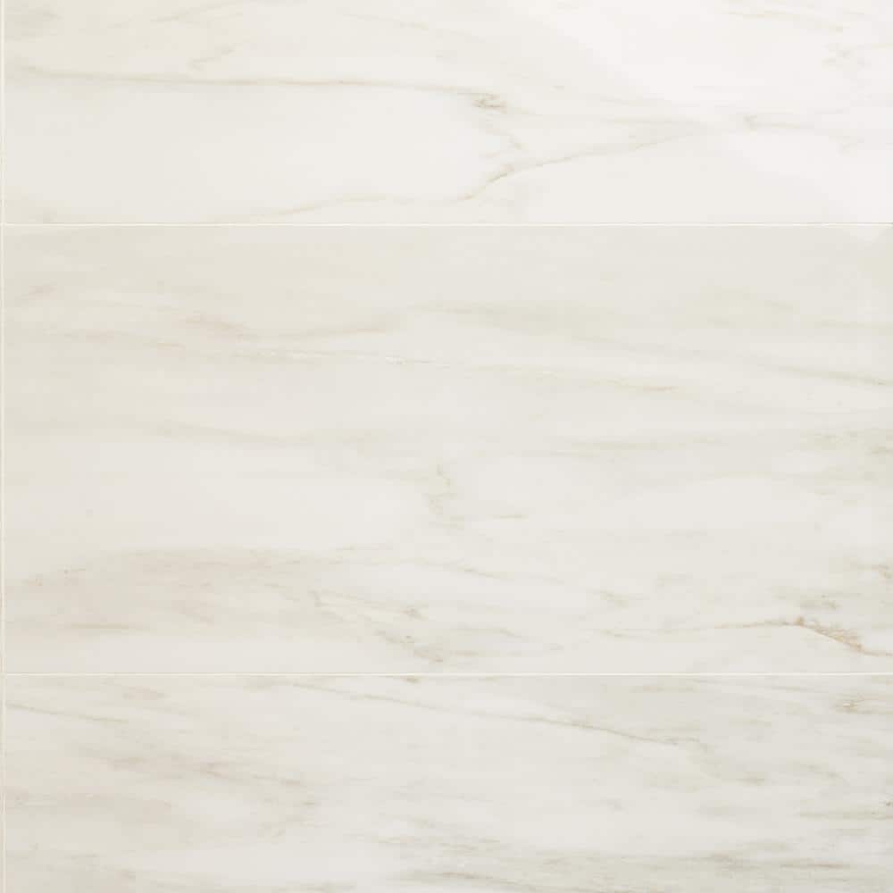Dolomite Snow 12x24 Polished Marble Look Porcelain Tile