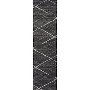 Thigpen Contemporary Stripes Dark Gray 3 ft. x 10 ft. Runner Rug