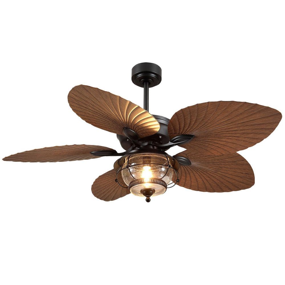Kviflon 52 in. Indoor/Outdoor Tropical Downrod Brown 5 Palm Leaf