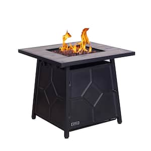 40,000 BTU Black Outdoor Steel Propane Gas Fire Pit Table With Steel lid, Weather Cover