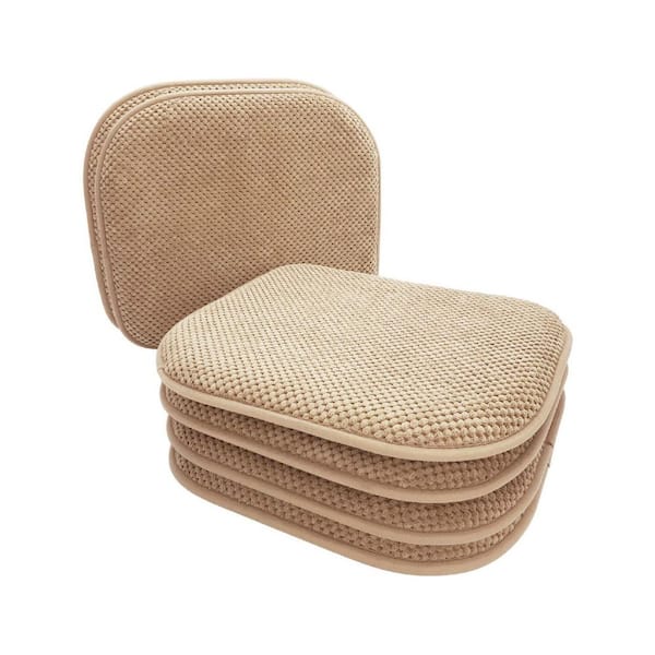 Beige 6-Piece Outdoor Foam Seat Cushions Kitchen Chairs Pads for Dining Chairs