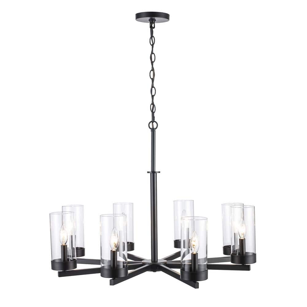 UPC 736916711166 product image for Meadowlark 8-Light Black Chandelier Light Fixture with Clear Glass Shades | upcitemdb.com