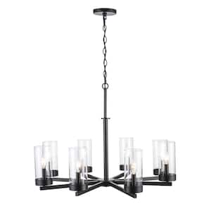Meadowlark 8-Light Black Chandelier Light Fixture with Clear Glass Shades