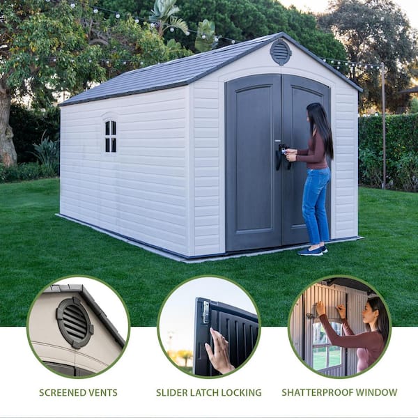 Lifetime 8 ft. W x 15 ft. D Resin Outdoor Storage Shed with Double