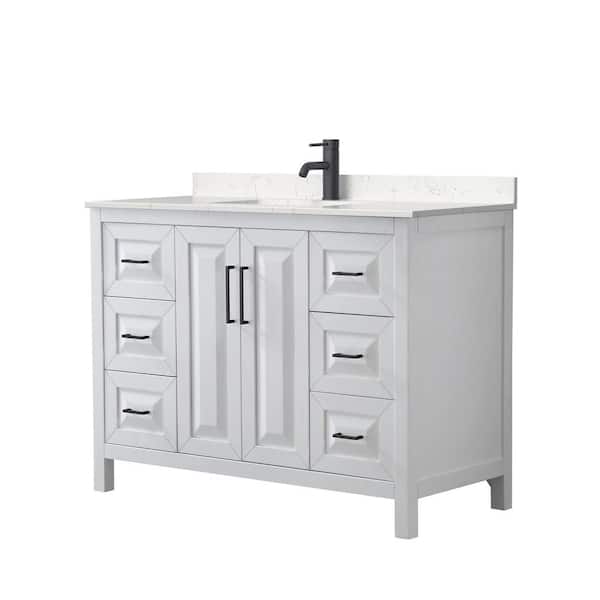 Wyndham Collection Daria 48 in. W x 22 in. D x 35.75 in. H Single Bath Vanity in White with Carrara Cultured Marble Top