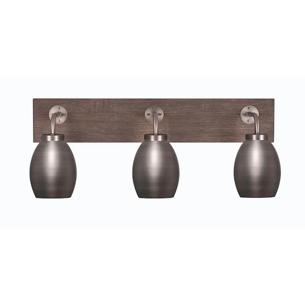 Unbranded Kirby 25.5 in. 3-Light Graphite and Painted Distressed Wood-look Metal Vanity Light