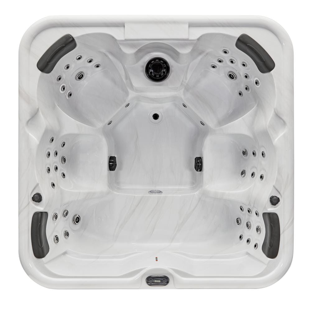 Gray Acrylic 6-Person Square Hot Tub with Ozonator
