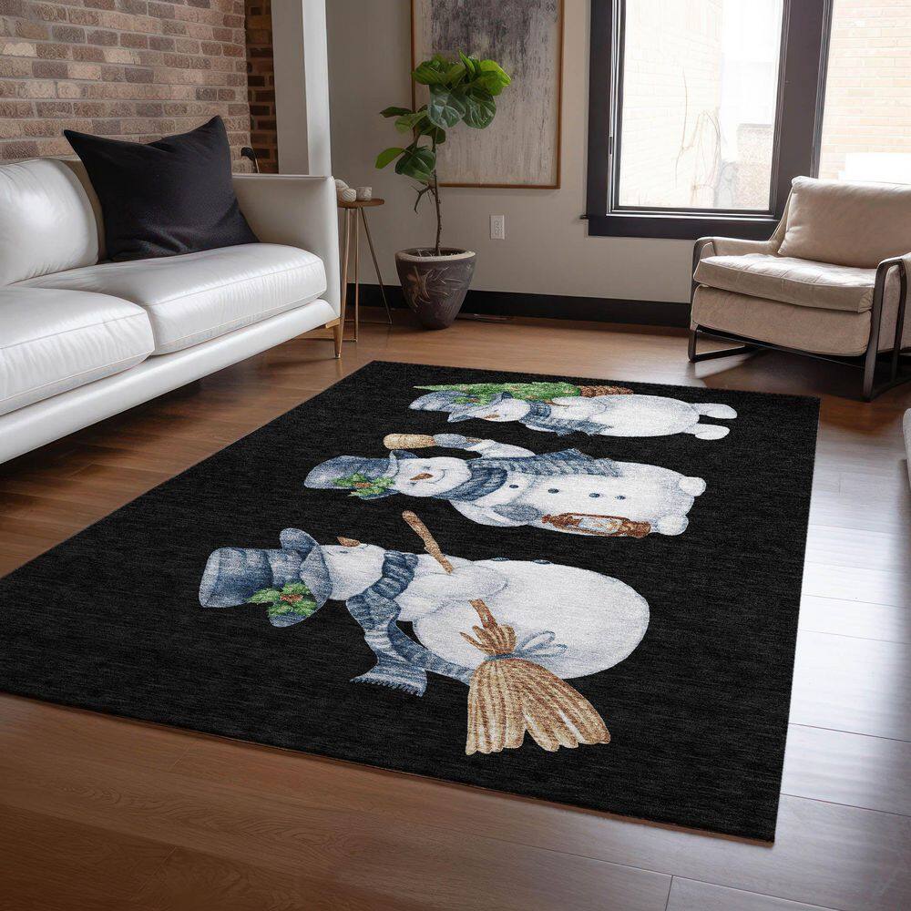 Chantille Machine Washable Indoor/Outdoor Abstract ACN1826 Black 3 ft. x 4 ft. Area Rug price history on PriceWatchPro