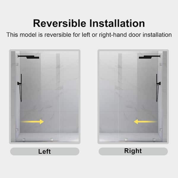 UKH07B2 28 in. W x 80 in. H Frameless Fixed Shower Door Panel in Brushed Nickel, SGCC 3/8 in. Clear Tempered Glass