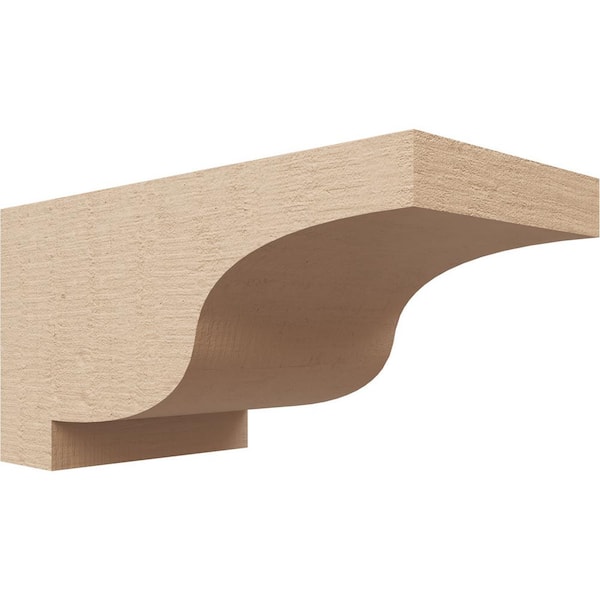 Ekena Millwork 4 in. x 4 in. x 8 in. Series 3 Wide Newport Rough Cedar Woodgrain Timberthane Polyurethane Corbel, Primed Tan