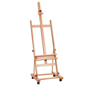 Studio H-Frame Easel, Holds Canvas Art up to 48 in. Beechwood Artists Easel for Painting with Large Storage Tray