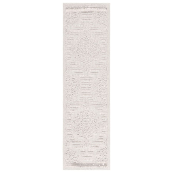 Paros 2 ft. x 7 ft. Ivory Solid Abstract Runner Rug