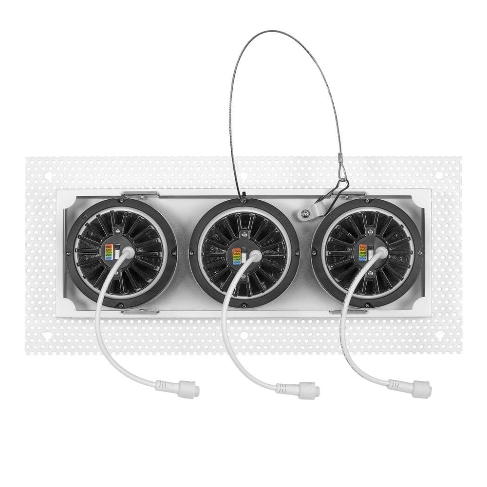 White Aluminum 3-Head LED Recessed Downlight