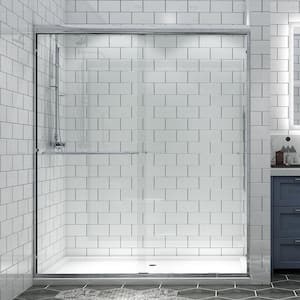 Victoria 60 in. W x 70 in. H Sliding Framed Shower Door in Chrome Finish with Clear Glass