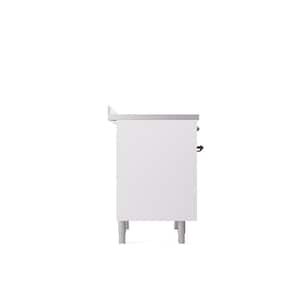 Nostalgie II 36 in. 6 Zone Freestanding Induction Range in White with Bronze