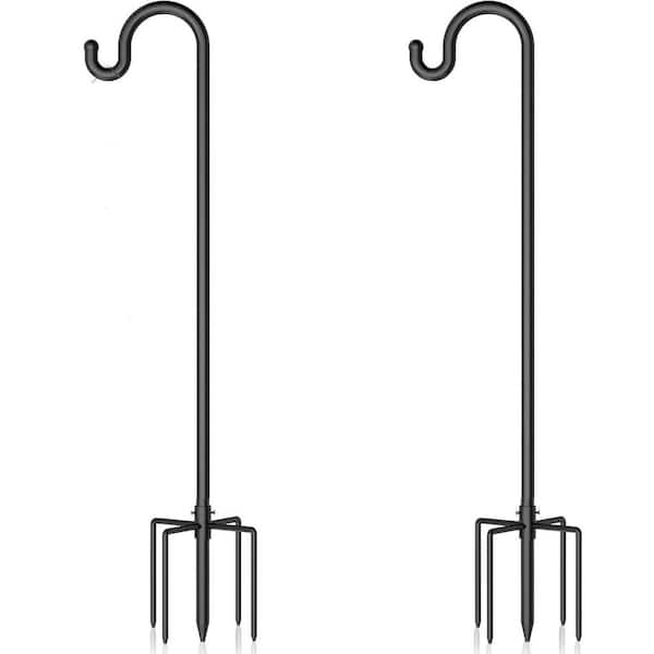 Adjustable 92 in. Tall Shepherd's Hooks with 5-Prong Base Heavy Duty Metal Plant Hangers for Outdoor Use (2-Pack)
