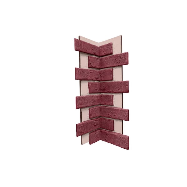 GenStone 22.5 in. x 7 in. Deep Red Brick Veneer Siding Inside Corner Panel