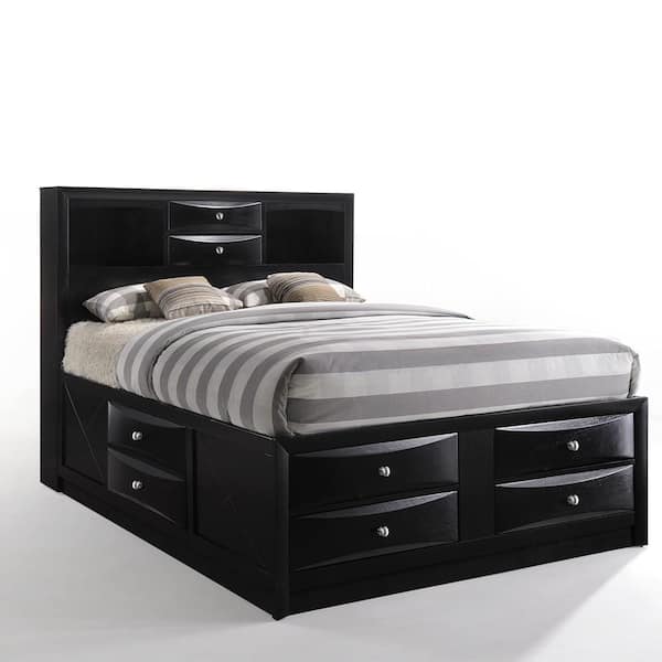 Ireland Storage 57 in. W Black Full Non-Upholstered Wood Frame