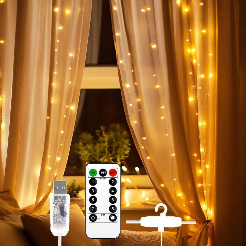 Decor 300 LED 9.8x9.8 ft Indoor Plug-in USB Powered Integrated LED Fairy Bulb Warm White Curtain String Light 1pack price history on PriceWatchPro