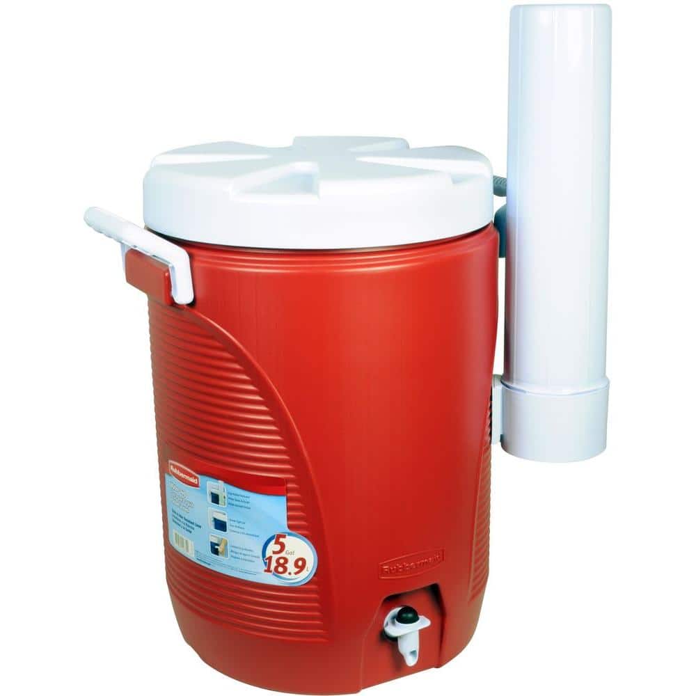 Newell Rubbermaid Water Coolers, 5 gal, Cup Holder, Orange, 1 EA