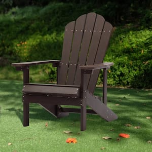 Coffee Outdoor Patio Reclining Slat Polyethylene Plastic Adirondack Chair
