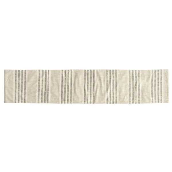 Storied Home 14 in. W x 72 in. L Cream and Black Striped Cotton Table Runner