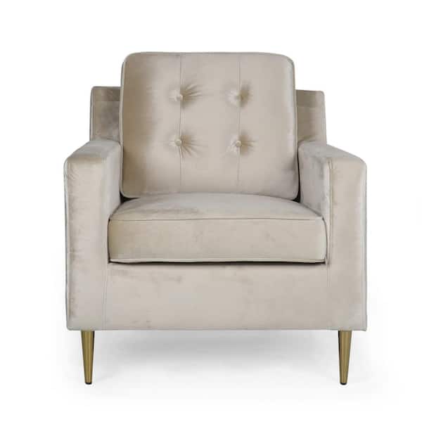 Noble House Hanlon Champagne Velvet Tufted Club Chair