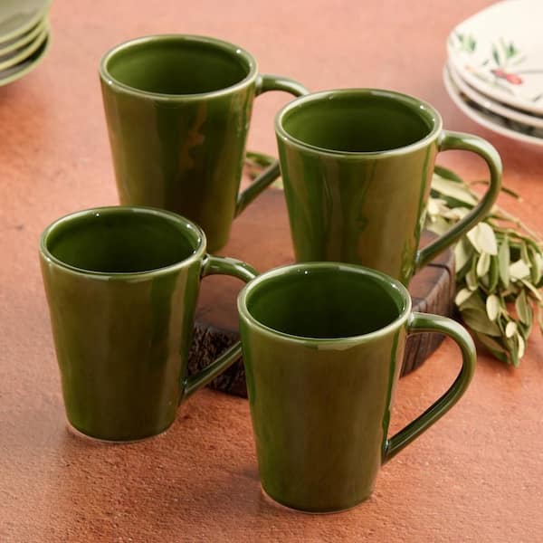 Certified International 18 fl. oz. Green Stoneware Mug (Set of 4