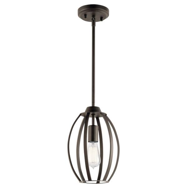 KICHLER Tao 1-Light Olde Bronze Contemporary Cage Kitchen Pendant Hanging Light