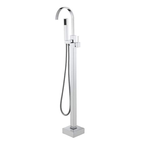 Dimakai Single-Handle Freestanding Tub Faucet with Hand Shower in Chrome Plated