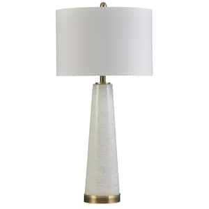 Tasia 33 in. White with Flecks Of Gold Gold Bedside Lamp