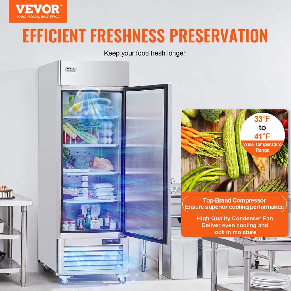 Stainless Steel 19.32 Cu.ft. Single Door Commercial Refrigerator