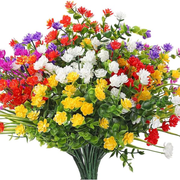 Unbranded 13 in. Multi-Colored Outdoor Artificial Flowers UV Resistant 12 Bundles