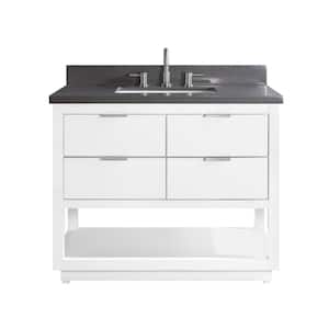 Allie 43 in. W x 22 in. D Bath Vanity in White with Silver Trim with Quartz Vanity Top in Gray with White Basin