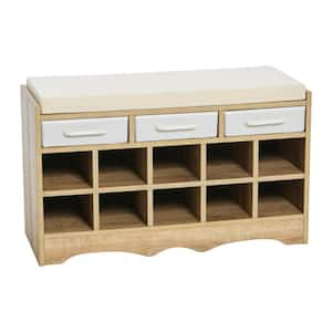 19.75 in. H x 32 in. W Coastal Oak Rectangular Hallway 10-Pocket Entry Bench