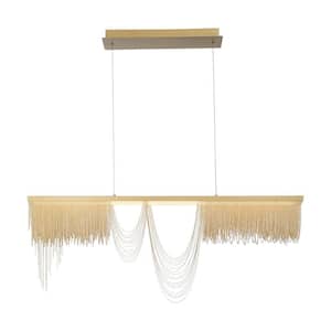 Tenda 60-Watt Integrated LED Gold Chandelier with Gold Dainty Metal Chain Shade