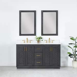 Ivy 24 in. W x 36 in. H Rectangular Wood Framed Wall Bathroom Vanity Mirror in Brown Oak