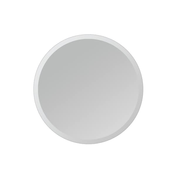 Tileon 26 in. W x 26 in. H Large Round Frameless LED, Anti-Fog and Dimmer Function Wall Bathroom Vanity Mirror in Silver