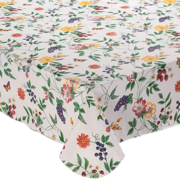 Lintex Enchanted Garden 70 in. Round 100% Vinyl Tablecloth