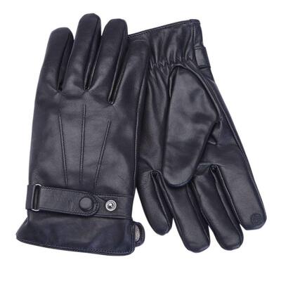 Premium Lambskin Men's Extra Large Black Leather Touchscreen Gloves