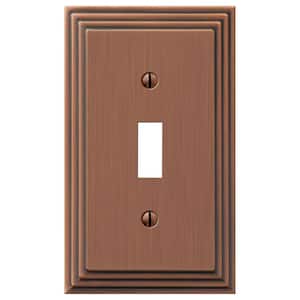 Tiered 1 Gang Toggle Metal Wall Plate - Antique Copper